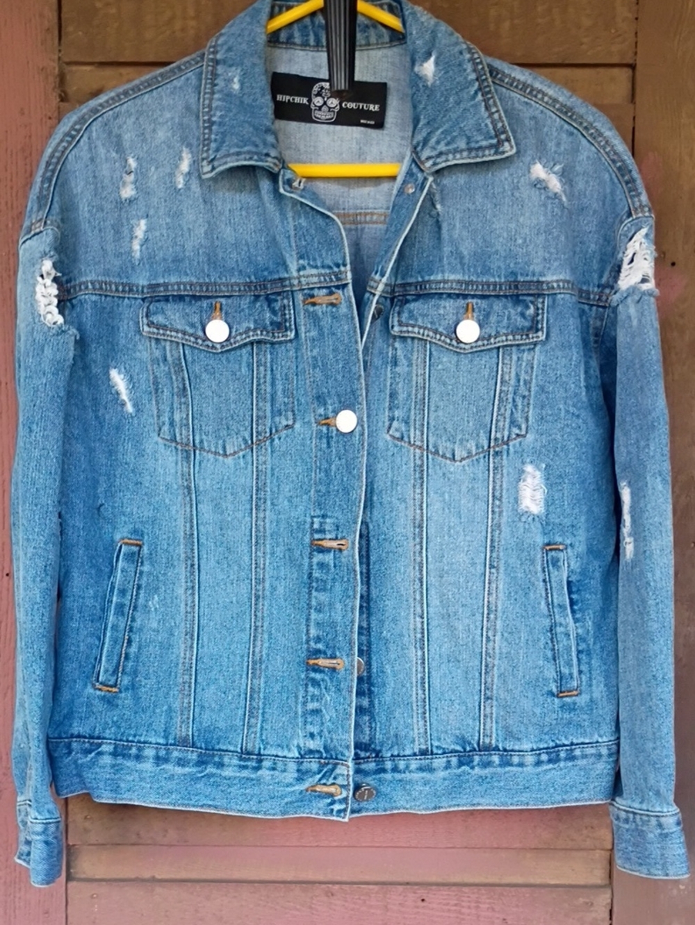 Light Blue Distressed Denim Jacket - Women's